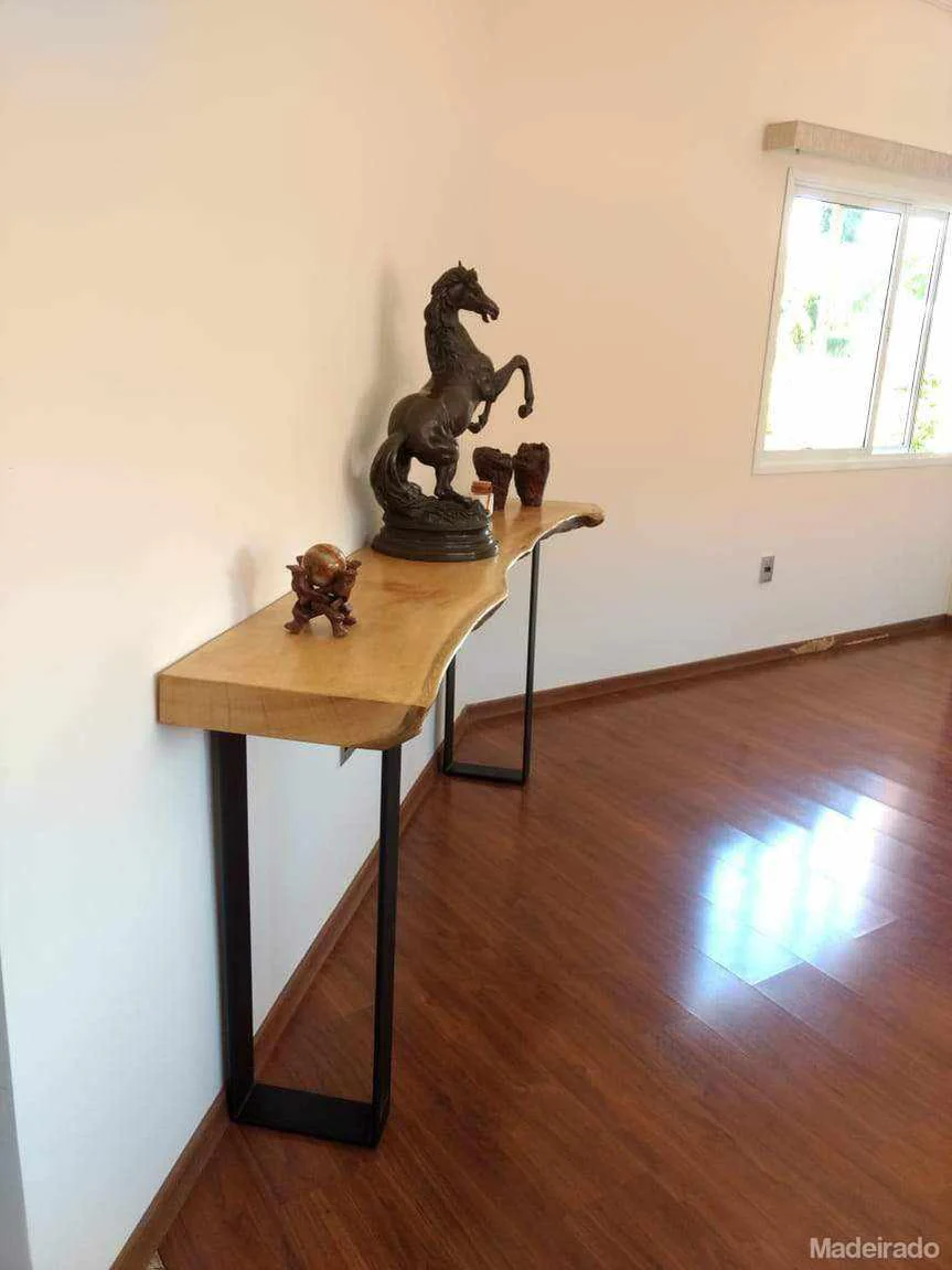 APARADOR RÚSTICO INDRA DE MADEIRA MACIÇA PEQUIÁ 200X45 - PÉS DE FERRO 73X35 - Image 4