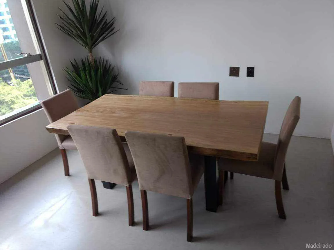 Mesa de Jantar Tauapati de Madeira  Maciça  (160x90) - Pés de Tubular - Image 3